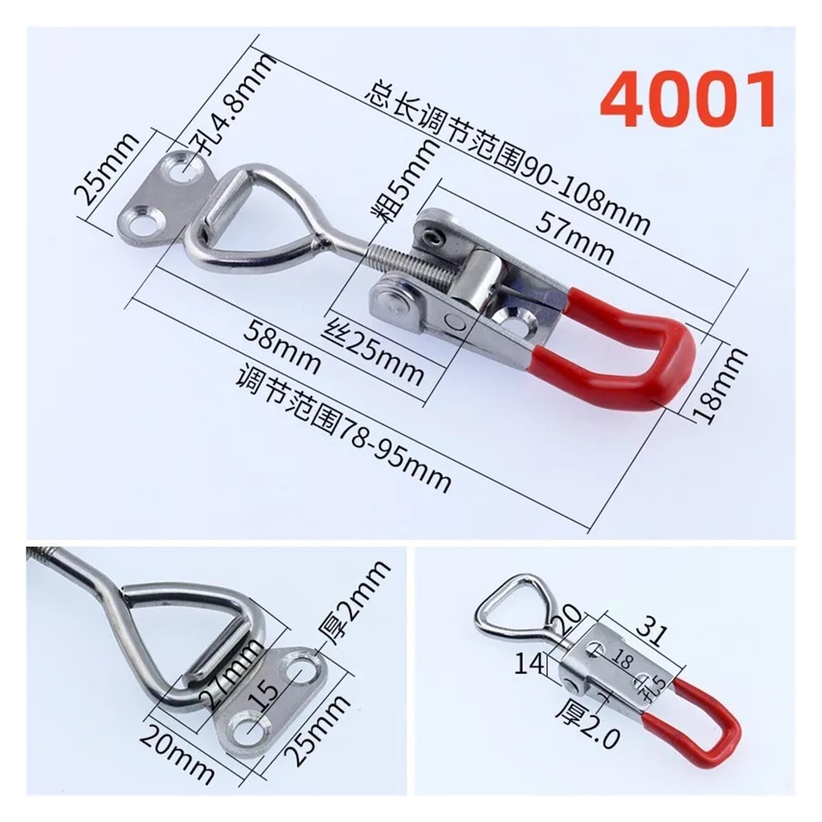 2/4/6/8 pezzi morsetto a sgancio rapido regolabile antiscivolo push pull toggle cassetta degli attrezzi custodia in metallo chiusura a scatto strumenti di(8pcs)