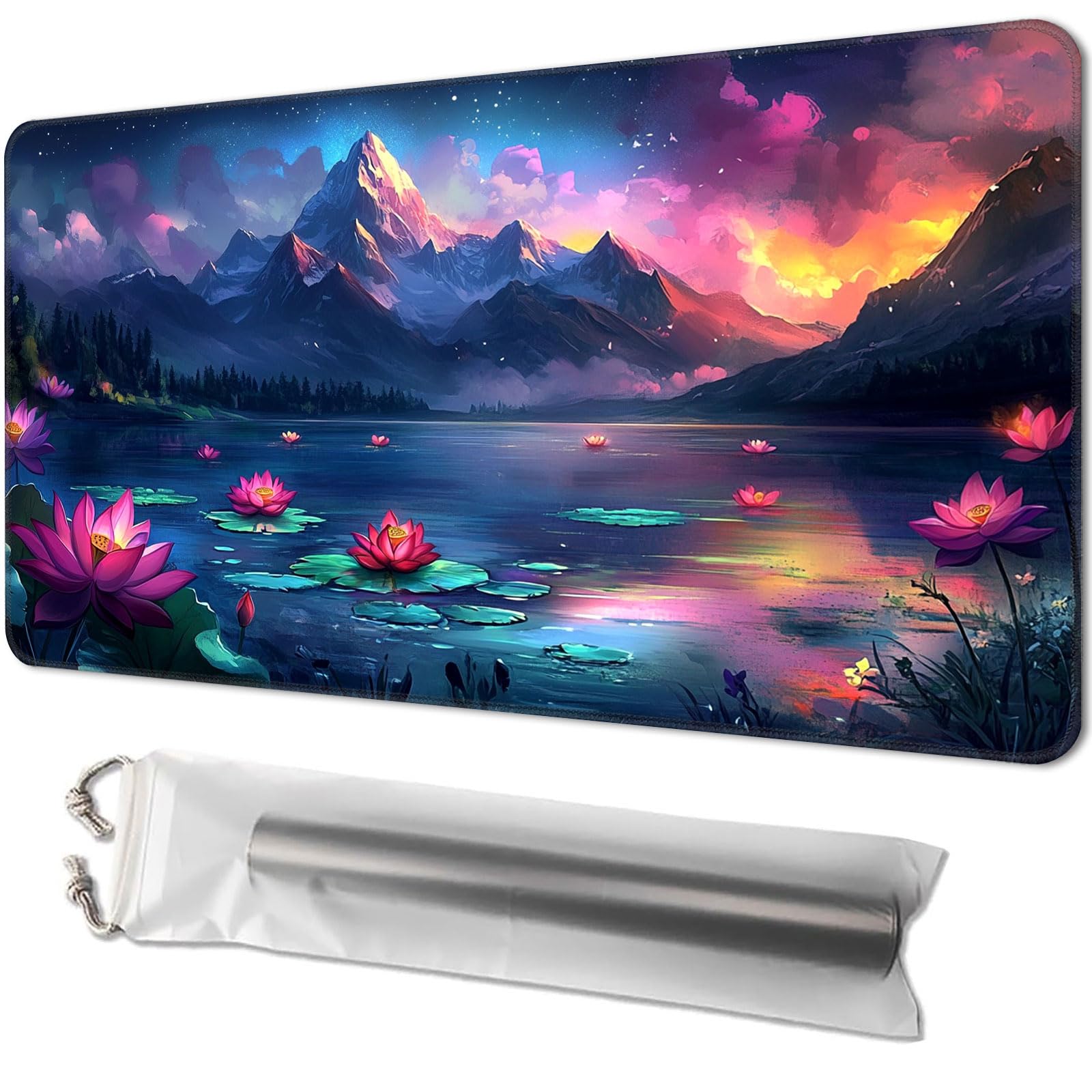 MTG Playmat Size 24x14in - Magic The Gathering Playmat for TCG - Card Playmat for Magic, with Free Storage Bags, Perfect for Card Games and Collectibles, Lotus — image 1