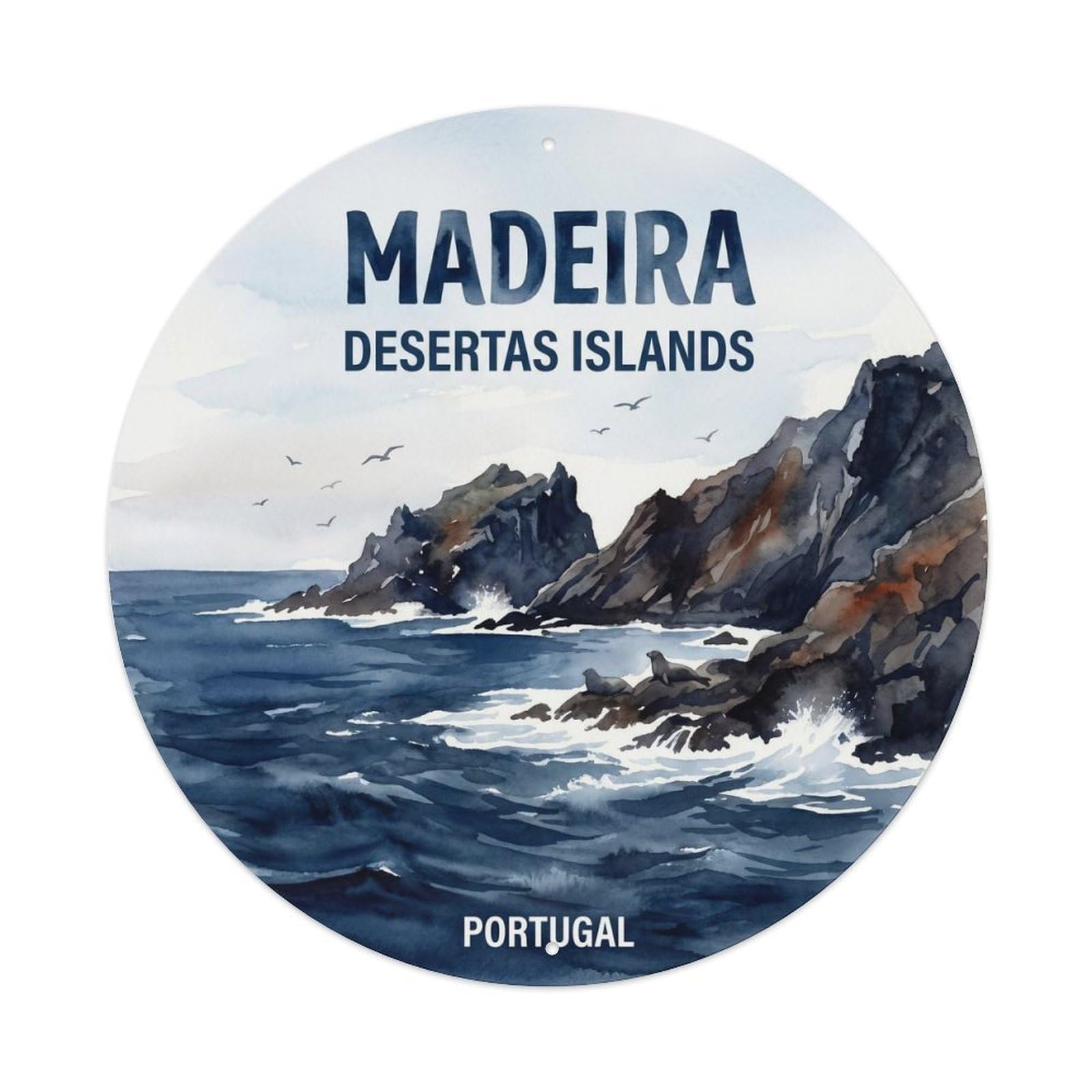 Olhnbad 08X08inch Style Artful Portugal Madeira Cityscape Scenic Travel Art Metal Tin Sign