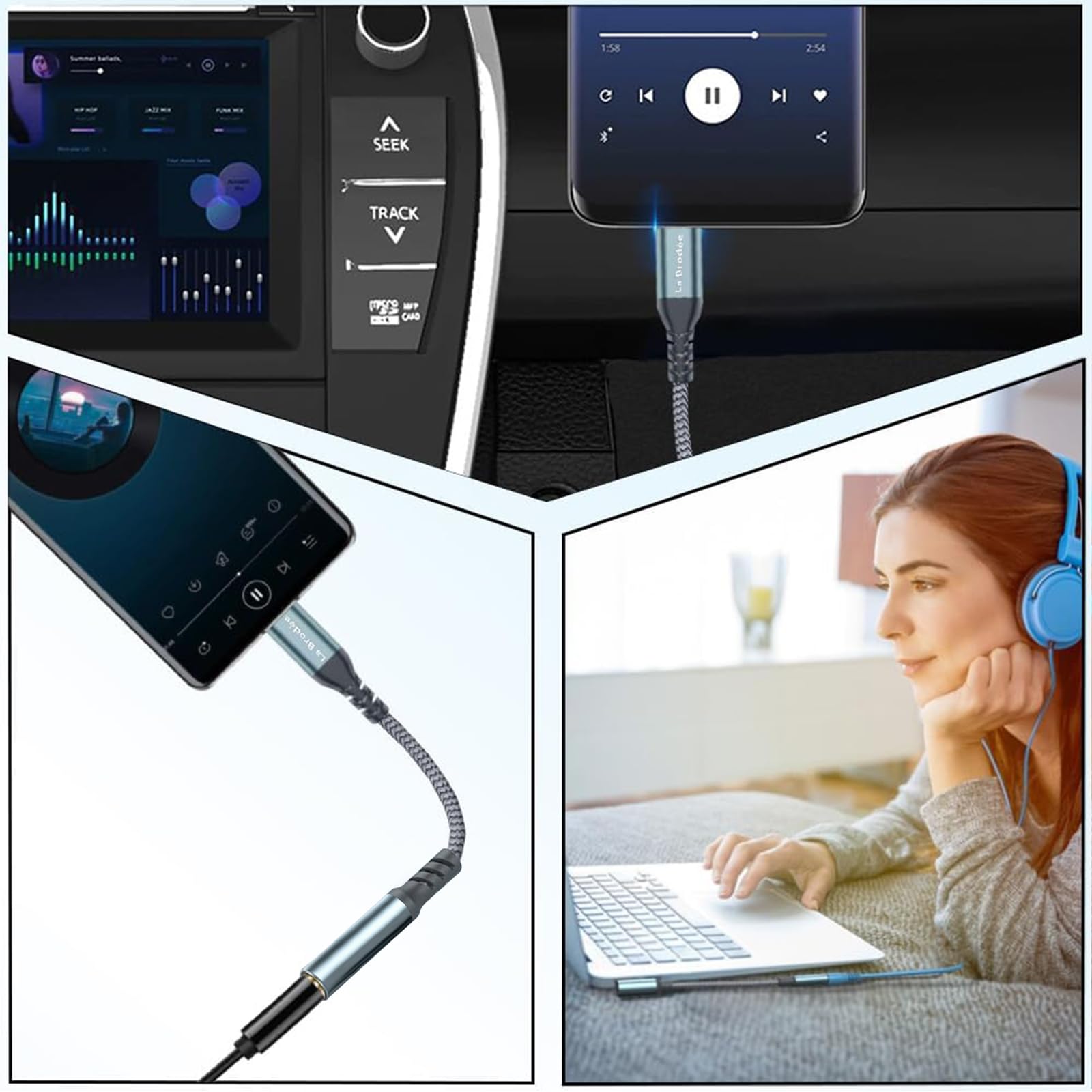 La Brodée Adattatore per cuffie da USB C a jack da 3,5 mm, confezione da 20 pezzi da tipo C a 3,5 mm, adattatore per cuffie Aux a USB C, compatibile con Galaxy Pixel, iPhone, i Pad Pro, Huawei, Xiaom