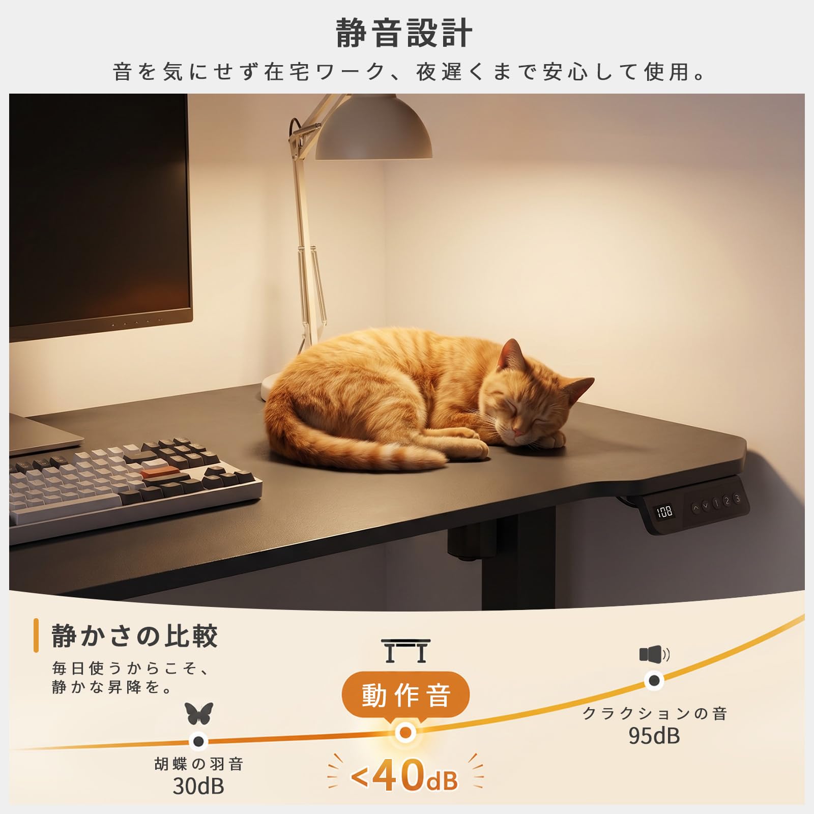 Amazon | 「電動昇降 無段階高さ調節」MoonMeguri 昇降デスク 幅120