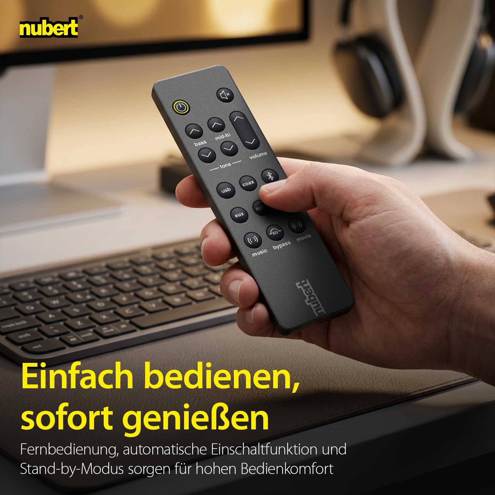 Nubert nuBoxx A-125 pro | Schwarzes PC-Lautsprecherpaar | 2 Stück Kompaktlautsprecher für Homeoffice | PC-Lautsprecher mit Bluetooth aptX HD| PC-Lautsprecher mit USB-C | Aktivboxen mit 2 Wege Technik