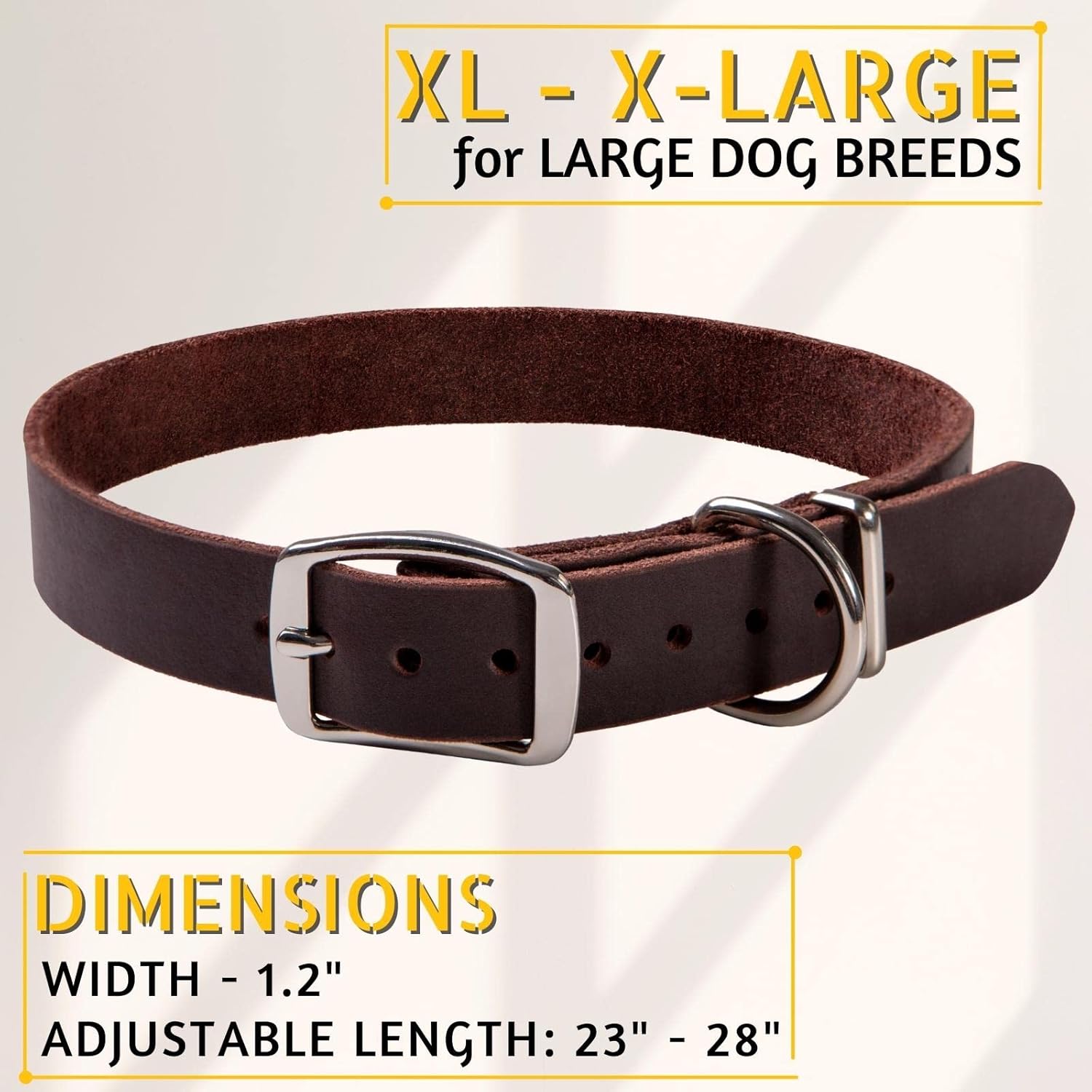 Leather Dog Leash 6 Foot X 1" with Leather Dog Collar XL