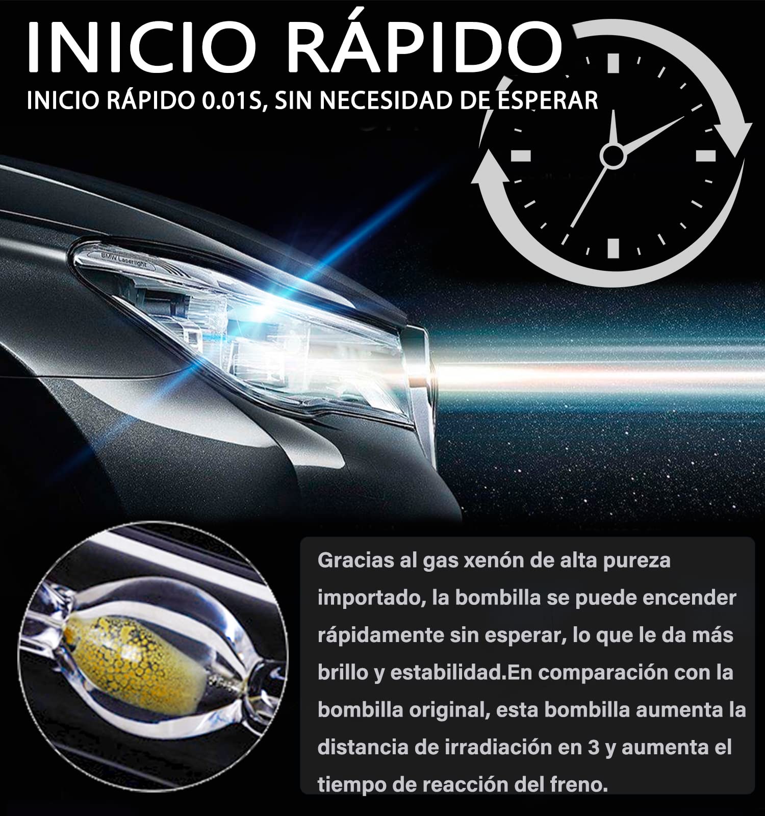Bombillas Xenon D3S HID 8000K 12V 35W Faros Delanteros de Coche para Brillante Blanco Luz Lámpara Kit de Repuesto(2 Piezas)