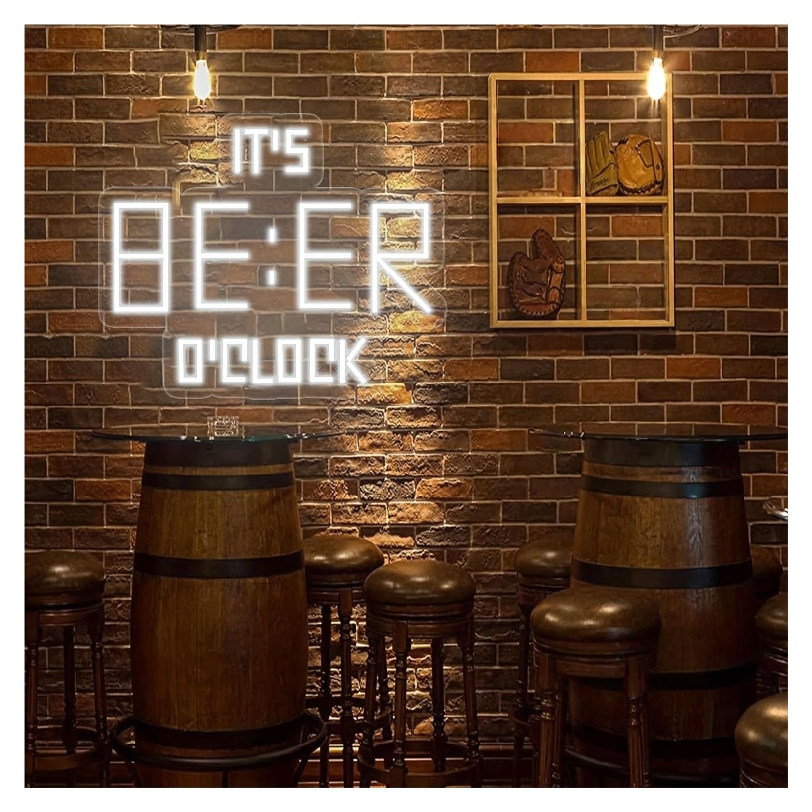 RONGCH Hanging Art Signs Beer O'Clock Neon Sign,Suitable for Milk Tea Shop Man Cave Decor with Dimmable 33cmx40cm(C)