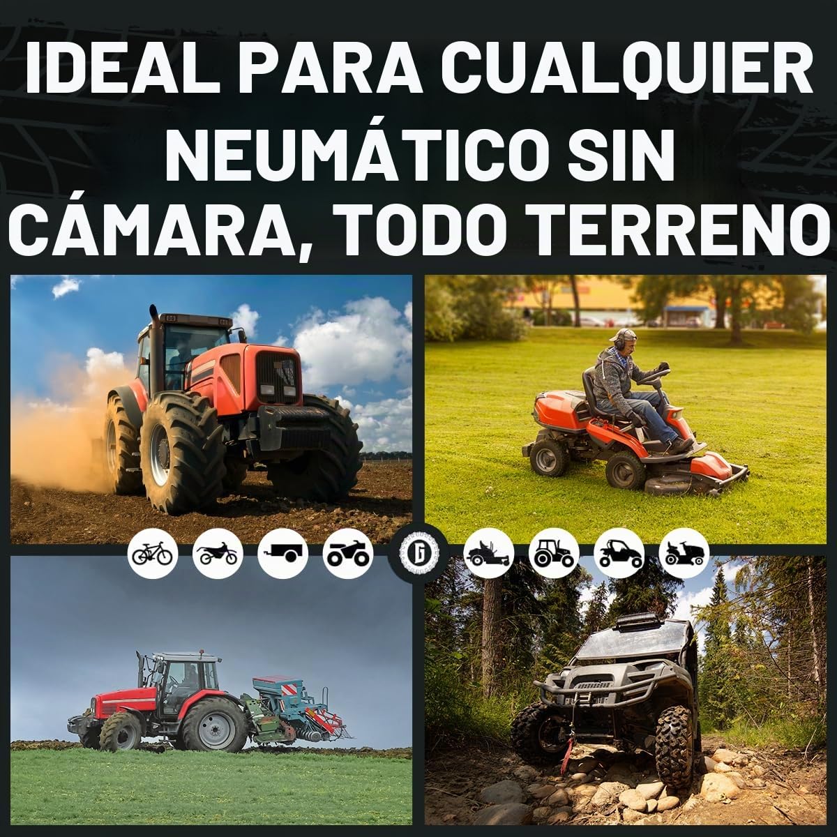 GlueTread Kit de reparación de neumáticos de Pared Lateral para Tractor | Reparación de pinchazos Todoterreno en Cualquier Lugar sin Necesidad de Quitar el neumático, Suficiente Material para