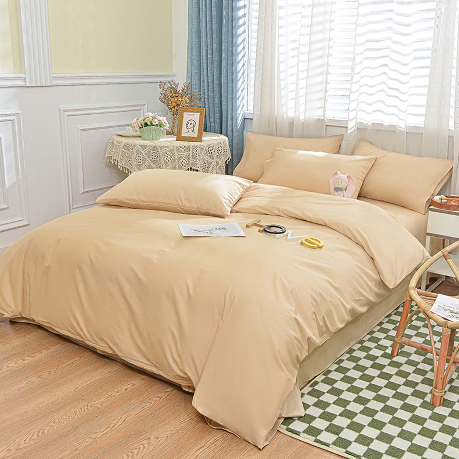 Drap-housse pour lit double - 100 % coton brossé doux - Poche profonde - Respirant