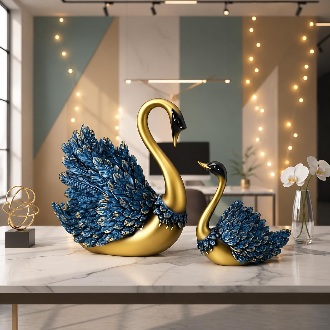 Golden Reindeer Sculptures - Home Decor -19