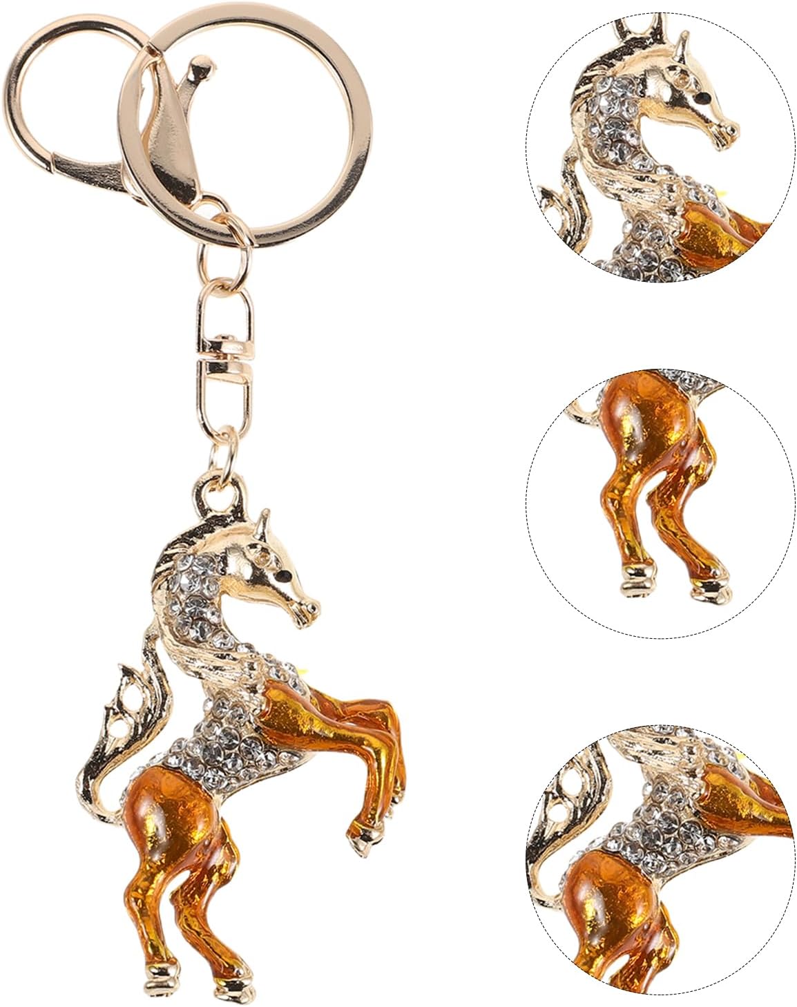 LUOZZY 8 Pcs Rhinestone Horse Charm Keychain for Bags and Keys Equestrian Animal Pendant Accessories