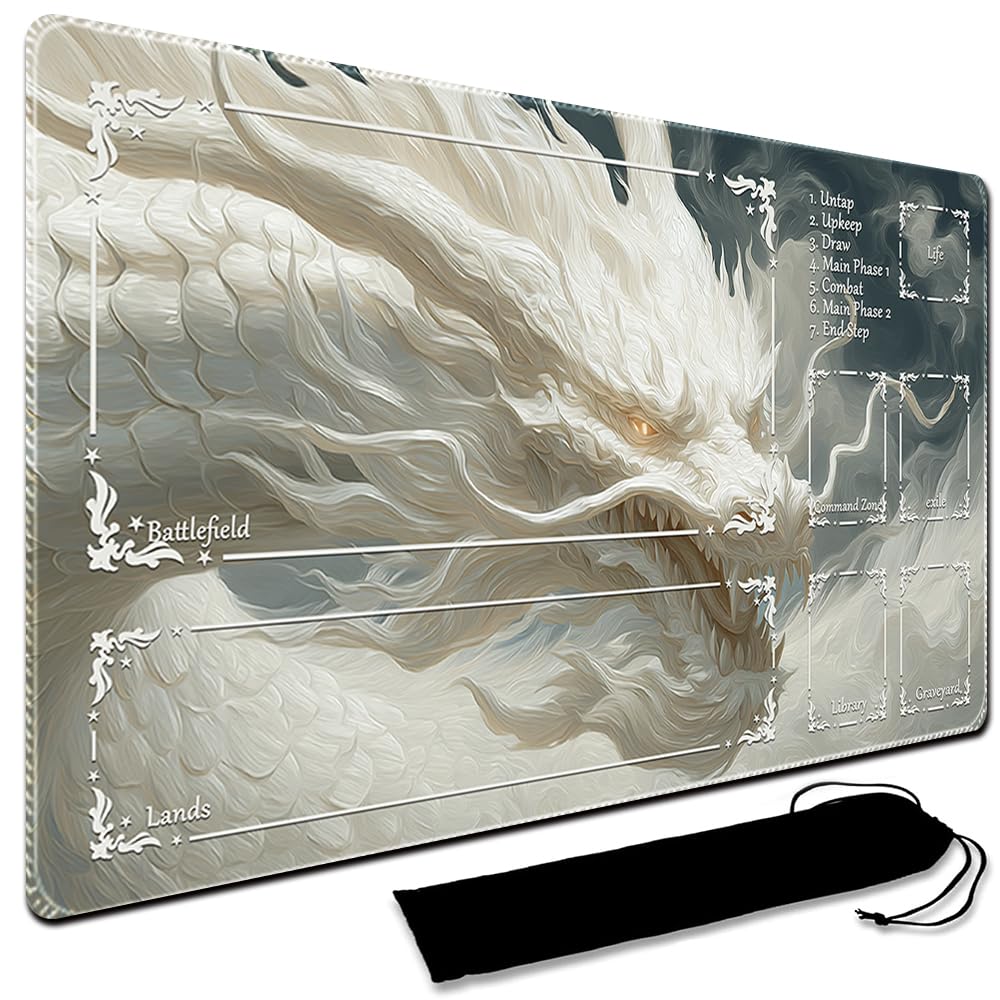 MTG Playmat,With Waterproof Storage black Bag Szie 60 x 35CM , With Zone MTG playmat Stitched Edges Game Play Mat Trading Card Game Playmats TCG Game Mat (With Zone,4)