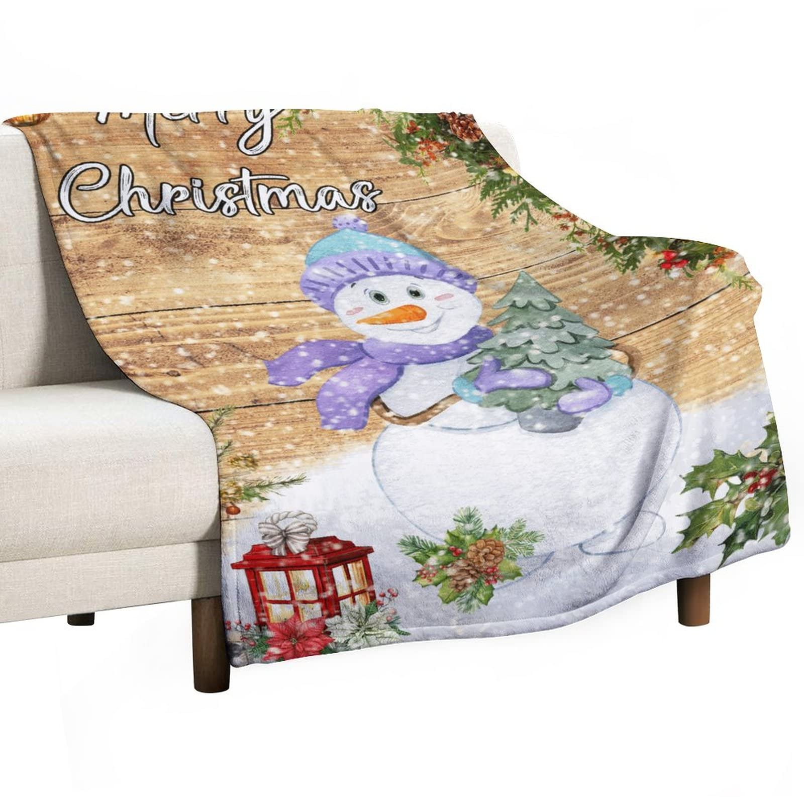Couverture chaude de Noël avec bonhomme de neige pour canapé enfants