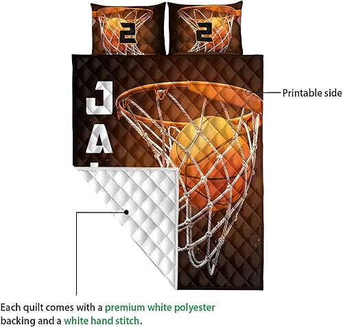 Miniatura 3 de OhaPrints Idea de regalo personalizada para fanáticos del jugador de pelota de baloncesto, color naranja, con número de nombre, manta y fundas de