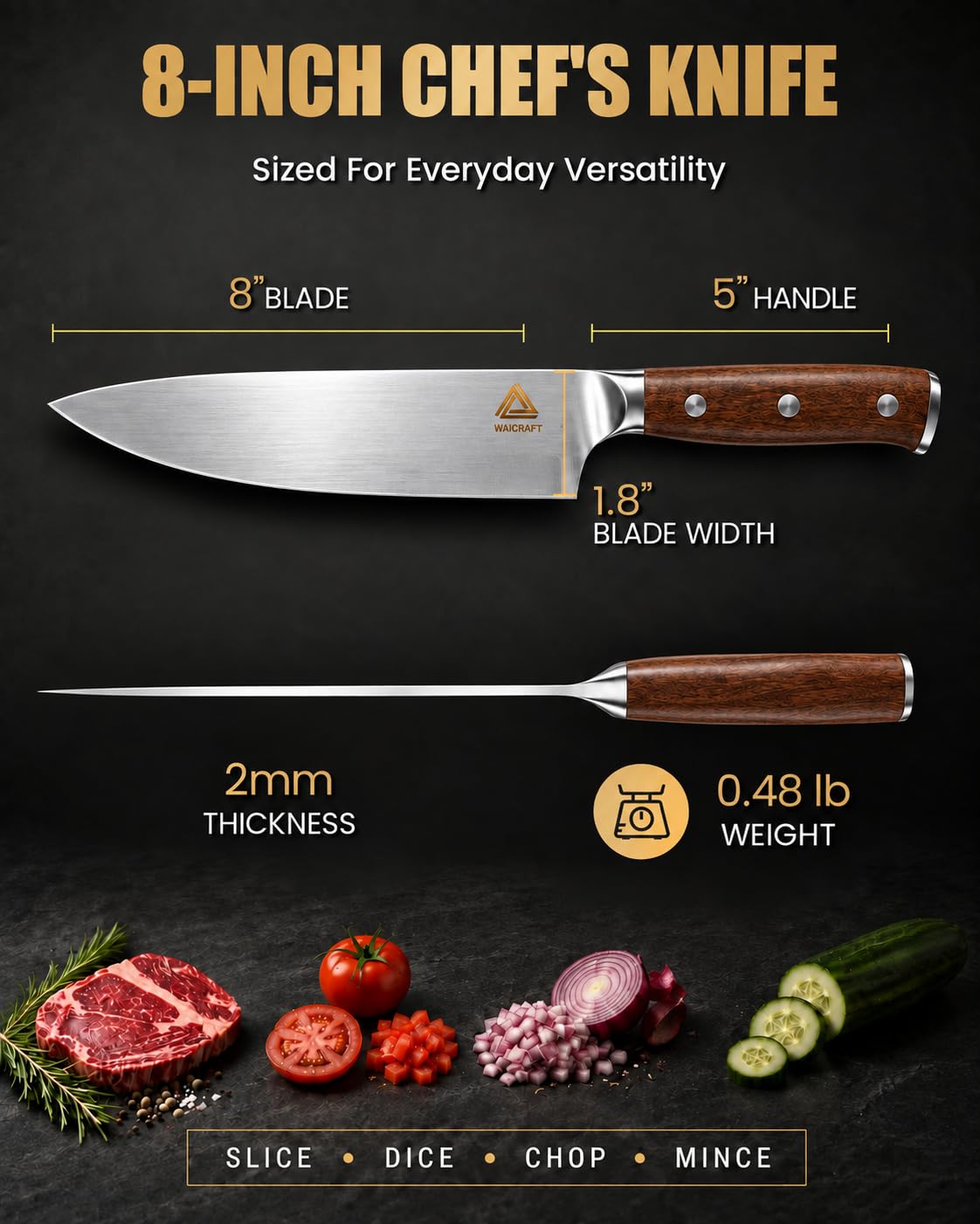 8" Professional Chef Knife, Advanced Edge for Lasting Sharpness — Amazon image 7