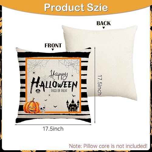 Miniatura 2 de RGQSUN Juego de 8 fundas de almohada de arpillera de otoño de 18 x 18 pulgadas, fundas de almohada decorativas de Halloween, funda de almohada de