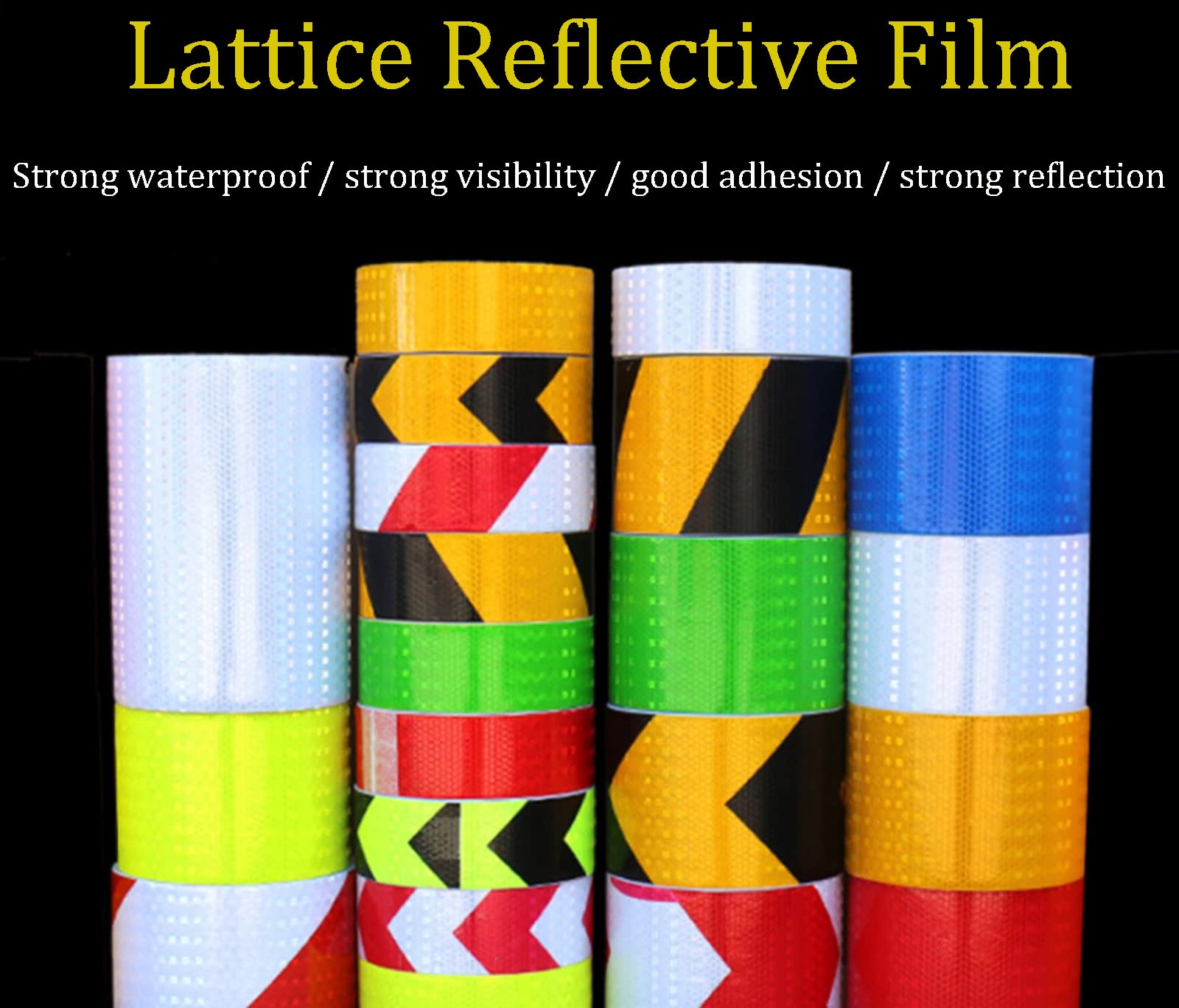 Nastro riflettente da 5,1 cm x 40,6 m, nastro di sicurezza ad alta visibilità, nastro di segnalazione per auto, bici, bicicletta, nastro giallo fluorescente