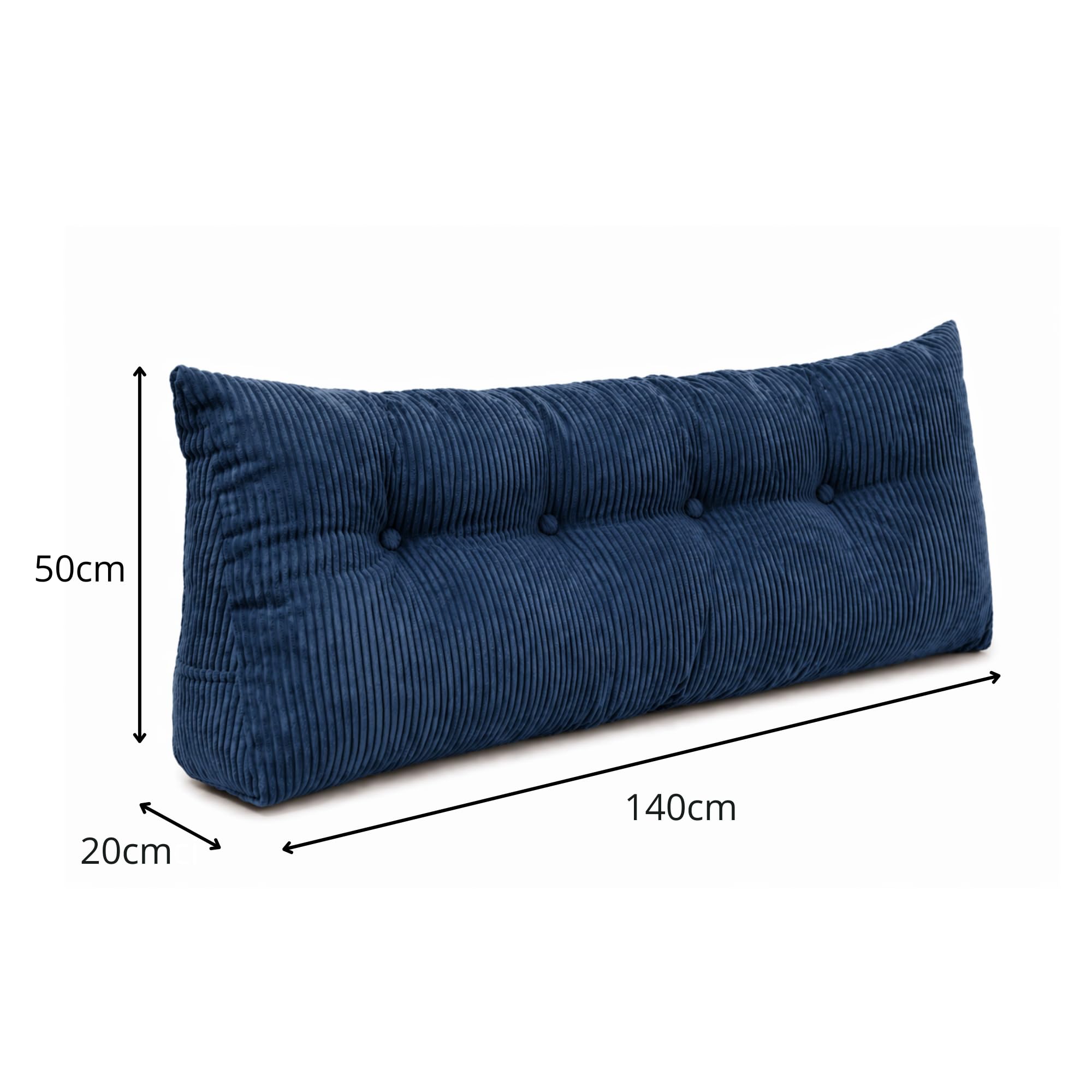 chilly pilley® Coussin De Soutien Coussin De Dossier en Velours Côtelé Coussin De Lecture Coussin De Lit Coussin Mural Coussin Compensé De Lit Plusieurs Couleurs 140 X 50 X 20 (Bleu Foncé)