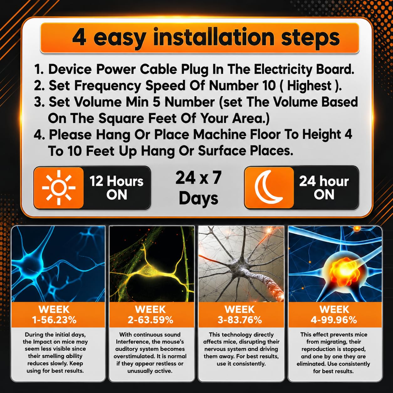 Earth Innovation® Ultrasonic Pest Repeller Device to Repel Rat, Rodent, Mice, Mouse, Squirrel & Asian Palm Civet/Electronic Rat Control Machine - Effective 1500 SQ FT Area 4