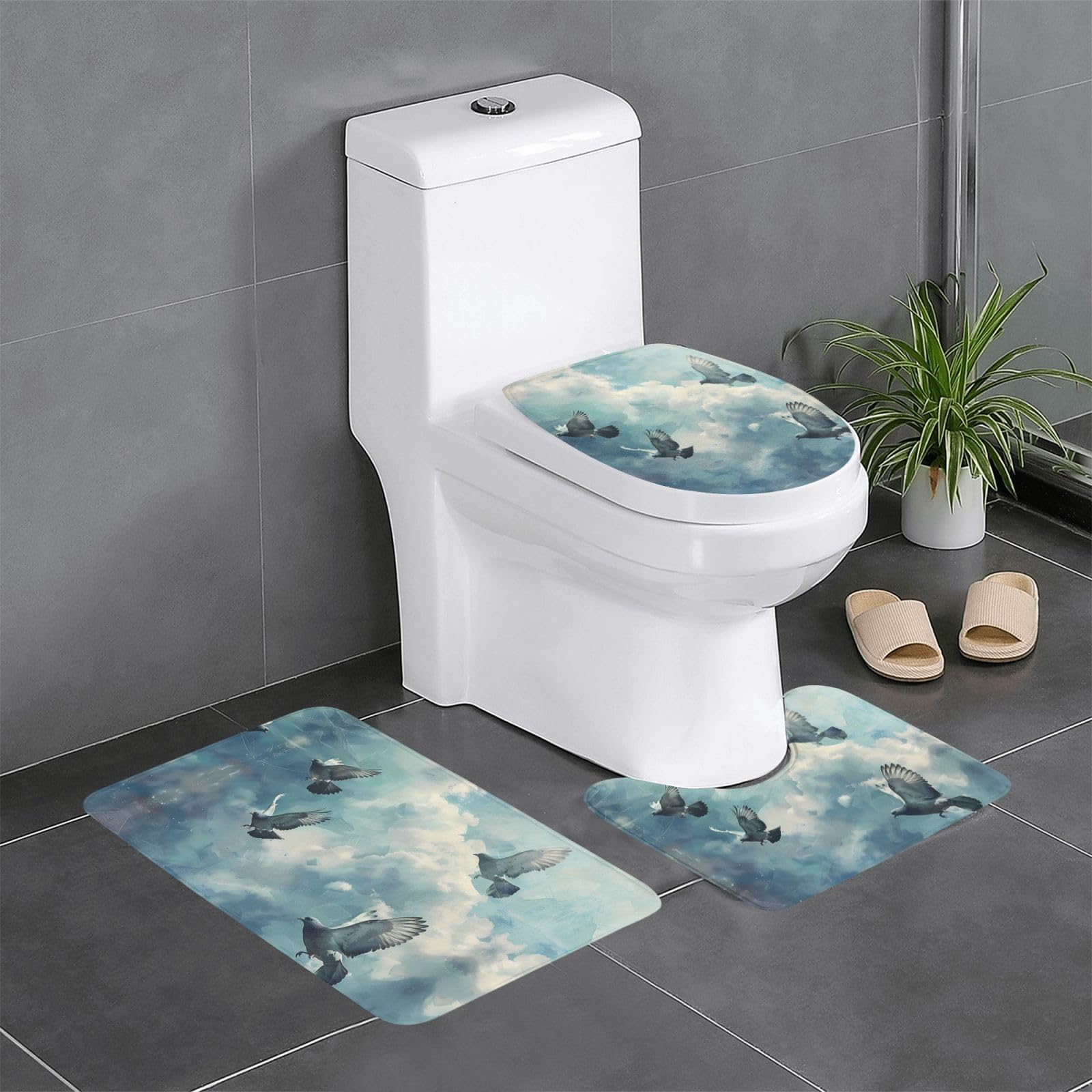 Tapis de salle de bain WHJSSF pigeon dans les nuages pour un réveil en douceur