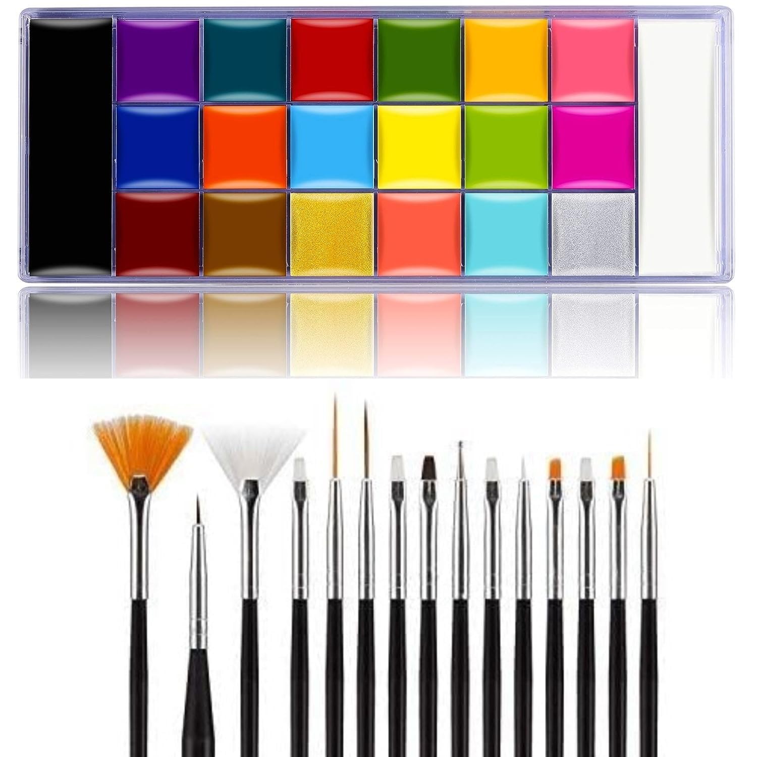 Face Paint Makeup Palette Professional 20 Colors Body Paint Oil Halloween Cosplay Party Stage Fancy Painting Kit Non Toxic Palette Come With 15 Artist Brushes-picture-35