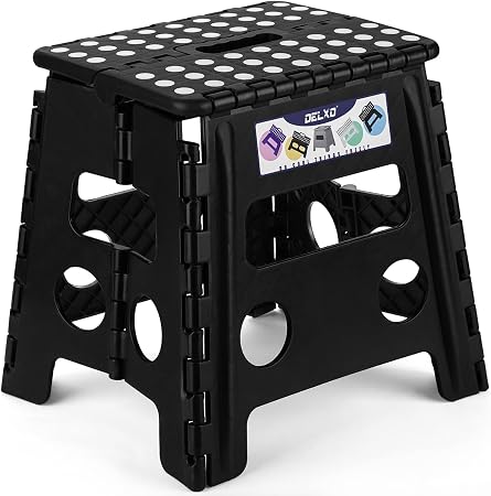 Delxo Folding Step Stool, 13 inch Non-Slip Foldable Stools Up