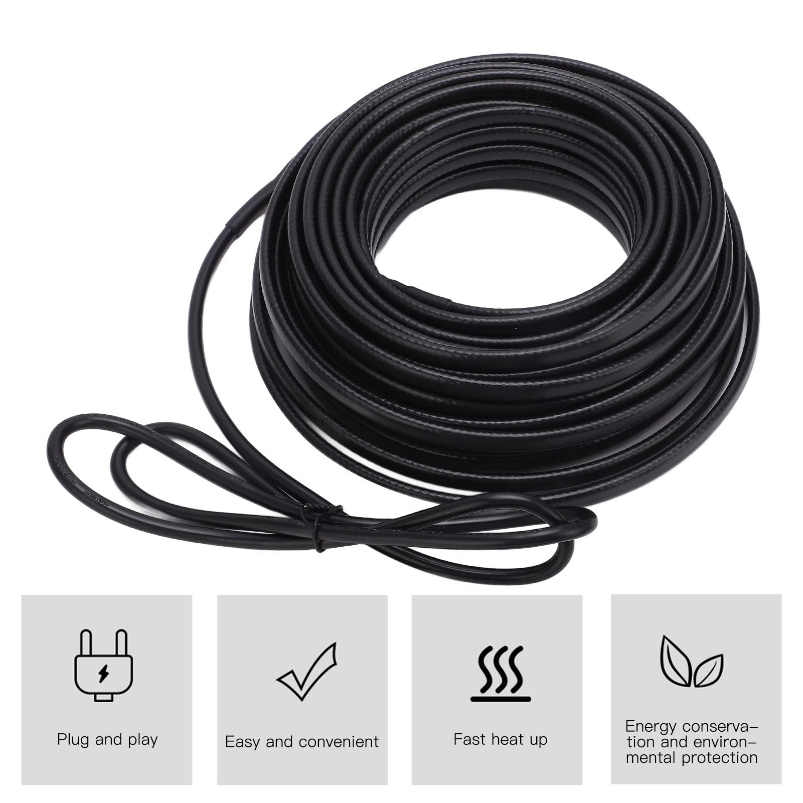Cavo Scaldante, Cavo Scaldante Autoregolante da 20 Metri per Tubo Metallico in PVC PEX con Buona Schermatura (Spina UE 220V)