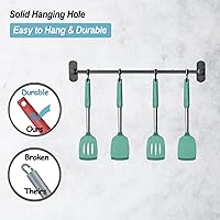 Vista 6 de Paquete de 2 espátulas, juego de espátulas de silicona sólida y ranurada, mango de acero inoxidable recubierto con silicona, espátulas