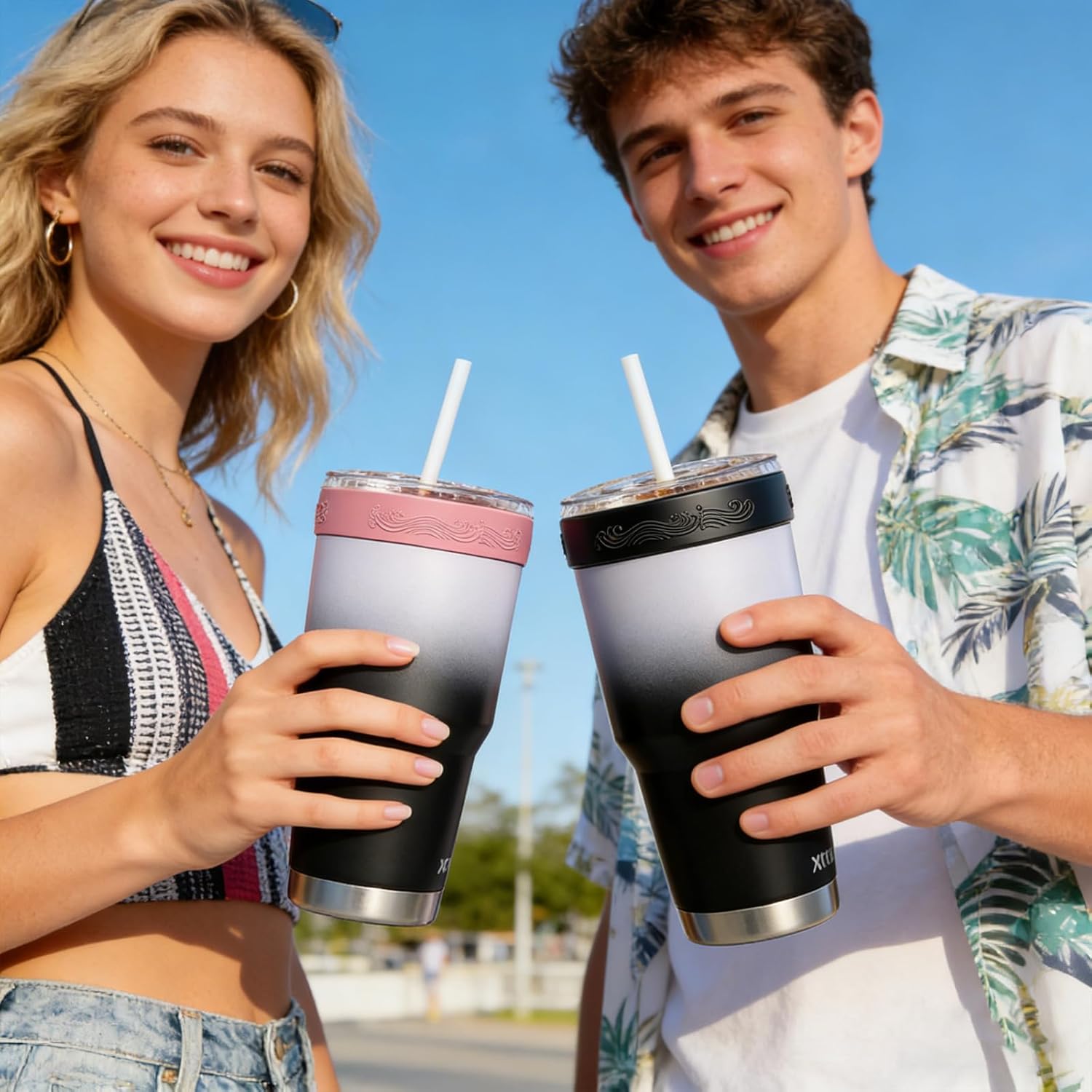 Reusable Silicone Tumbler Ring, BPA-Free Iced Coffee Sleeve for 30oz YETI/RTIC/BJPKPK Tumblers, Fits 3.9-4 Inch Cup Mouth, Dishwasher Safe,for Most 30oz Stainless Steel Tumbler (Pink) - Image 7