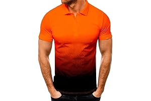 Maiyifu-GJ Men's Short Sleeve T-Shirts Casual Relaxed Fit Gradient Polo Shirts Neck...