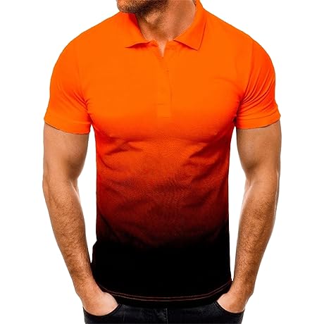 Maiyifu-GJ Men's Short Sleeve T-Shirts Casual Relaxed Fit Gradient Polo Shirts Neck...