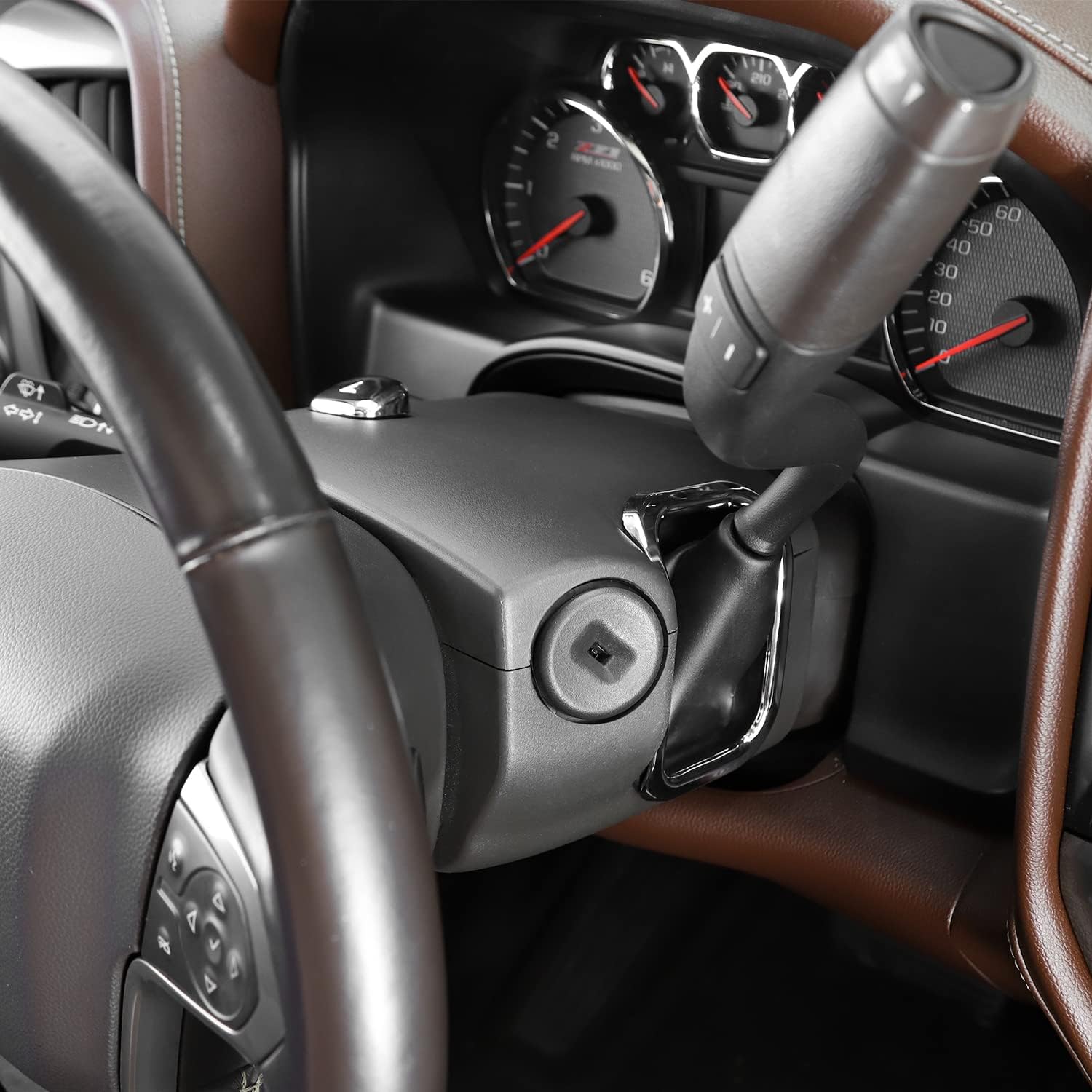 for Silverado Shift Knob Emergency Light Button Trim Cover Chrome for Chevrolet Silverado GMC Sierra 2014-2018 Chrome Interior Accessories 2pcs