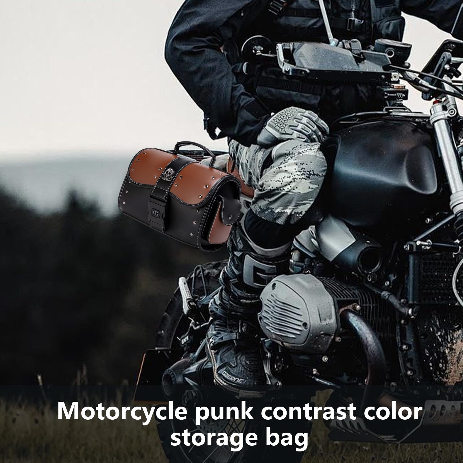 Borsa Da Carico Per Motocicletta Borsa Manubrio in Pelle | Motociclistici Impermeabili Organizzatore Attrezzi Per Avventura Viaggi Outdoor Ciclismo Commuting Uomo Donna Dirtbike