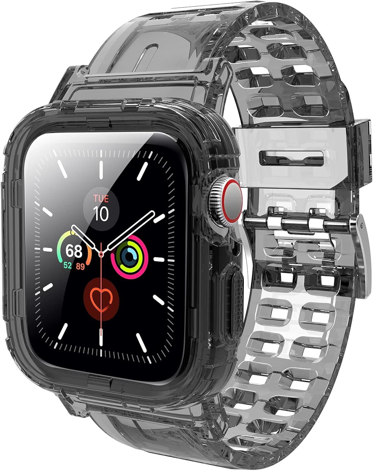 JXVM Band Designed for Apple Watch 45mm 44mm 42mm, Crystal Clear Men Women Sporty Protective Bumper Case, with Premium Soft TPU Adjustable Strap Bands for iWatch SE & Series 7 6 5 4 3 2 1