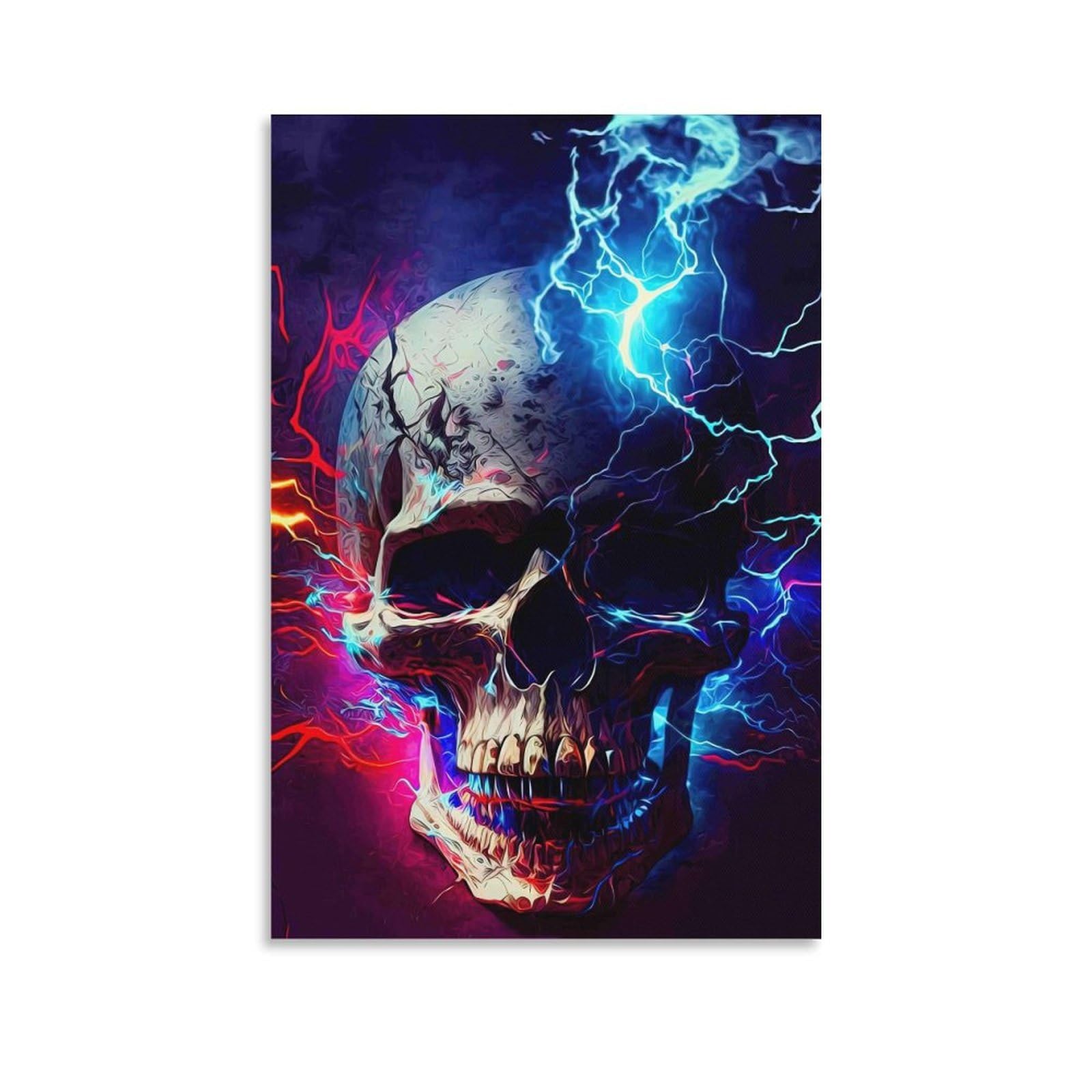 DHBANEIOK Electric Skull Art_1 Poster Artwork Giclee Canvas Prints Modern Canvas Wall Art Picture Wall Hanging for Living Room Home Decorations 16x24inch(40x60cm)