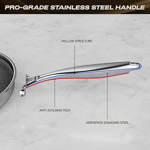 Miniatura 8 de Sartén híbrida antiadherente de 8 pulgadas, sartén antiadherente, mango que se mantiene fresco, apto para lavavajillas, apto para horno hasta 500 F,