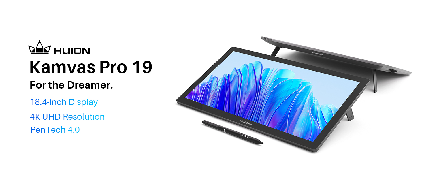 HUION Kamvas Pro 19 4K UHD 18.4型 Huion Kamvas Pro 19 4K UHD Digital Drawing Tablet with