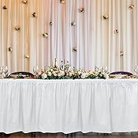 Vista 6 de TURSTIN 6 faldas de mesa de plástico blanco de 14 x 29 pulgadas para mesas rectangulares, mantel ajustable, mantel desechable para fiestas