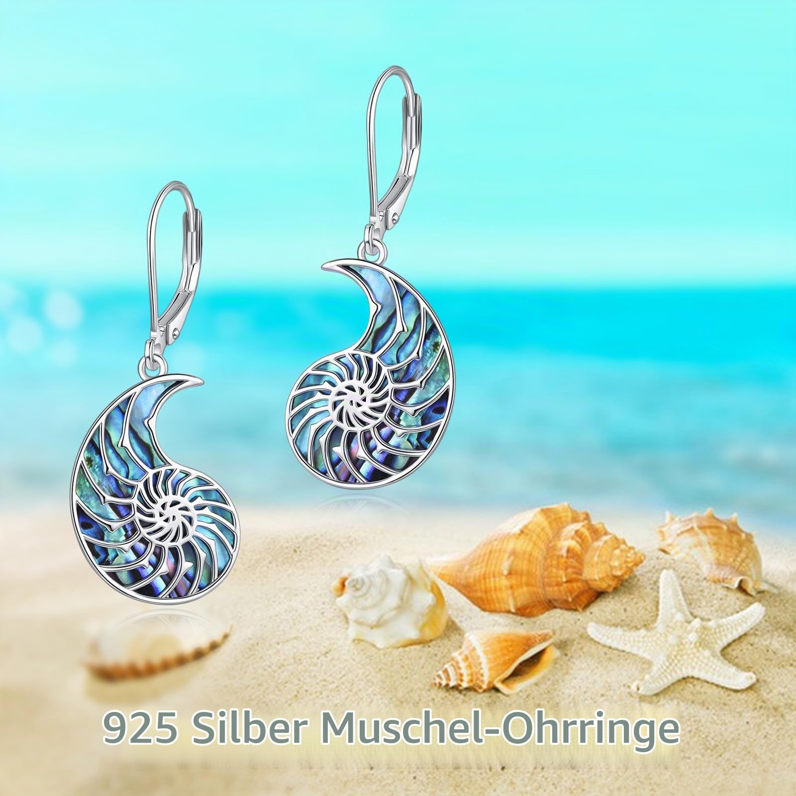 AXELUNA Conch Ohrringe Sterling Silber Teardrop Abalone Shell Ohrringe für Frauen baumeln Geschenke