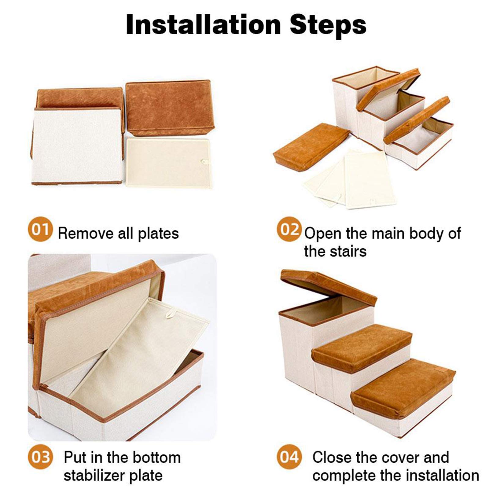 Escaleras Plegables para Perros de 3 escalones, escaleras Plegables de Varios Niveles para Mascotas para Cama Alta para Mascotas pequeñas y Grandes hasta sofá Silla Muebles Coche