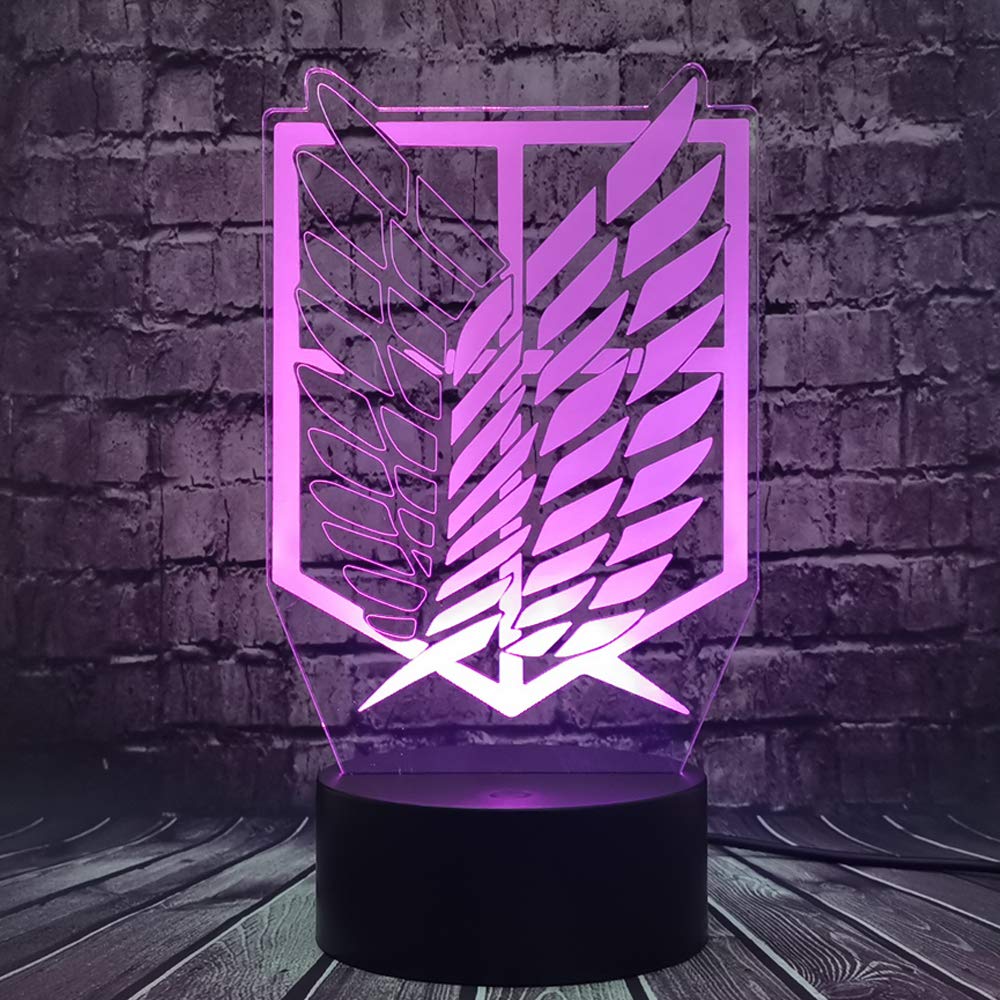 3D Illusion lamp LED Night Light Attack Logo Wing of Logo Children Light 16 Colors Remote Control Captain Levi Ackerman Figure for Kids Child Room Decor Colorful Table lamp Gift