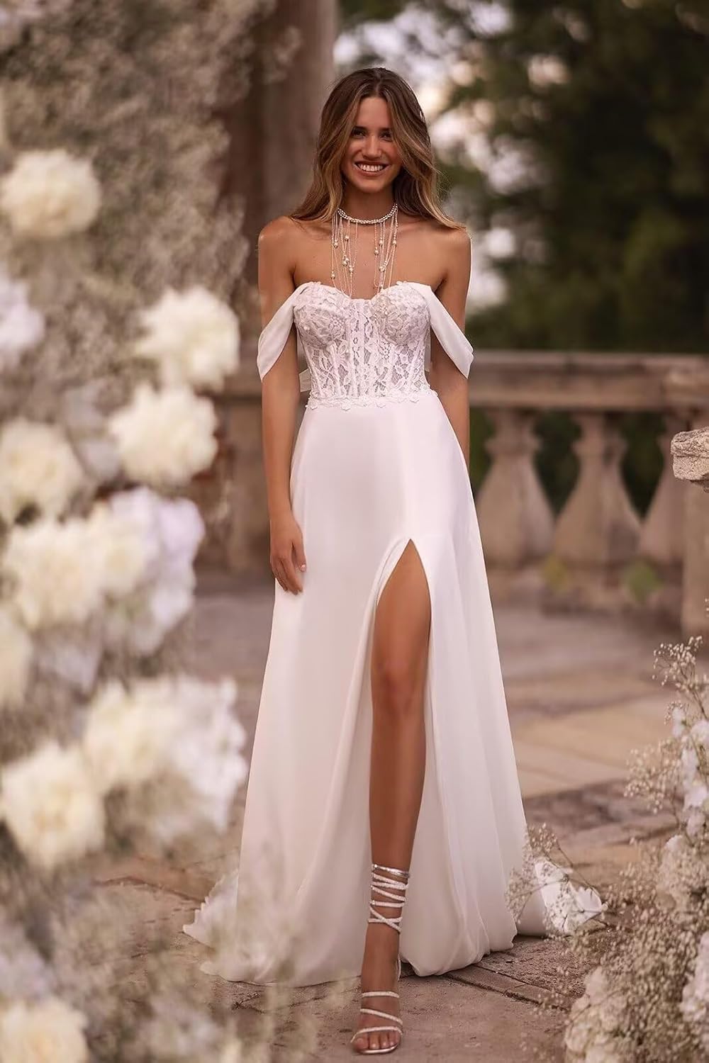 Floral Beach Wedding Dress for Women Bride A Line Simple Lace Appliques Princess Boho Bridal Dresses 2026 - Image 2