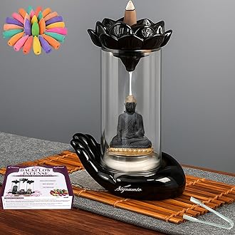 Signamio Hand Buddha Idols for Home Decor Backflow Smoke Fountain - Elegant Buddha Statue Design, Ideal Buddha Idol for Tranquil Ambiance in Your Home or Office with 30 Cone