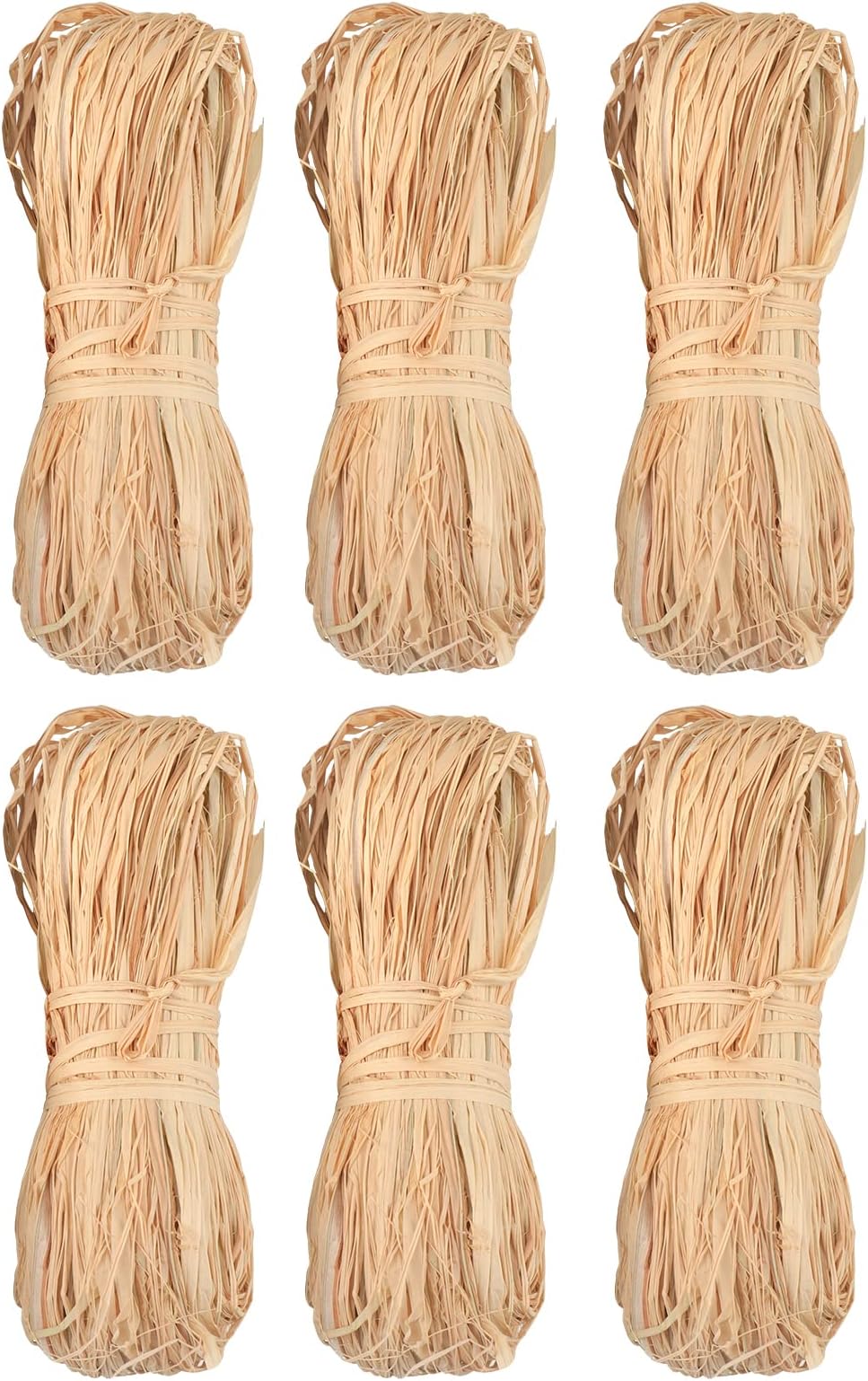 jijAcraft Raffia Ribbon 300g, Natural Raffia Grass Ribbons for Christmas Gift Box Filler, Happy Holiday Florist Bouquets Decoration, Gift Wrapping, Crafting DIY (6 x 50g)