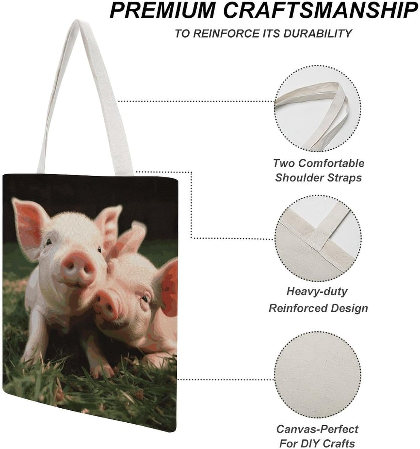 Smiling Canvas Tote Bag Reusable Grocery Bag image 5