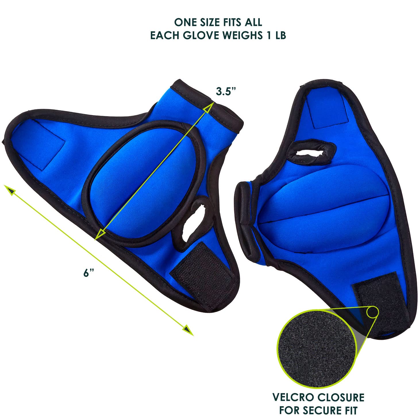 ProsourceFit Weighted Gloves, Pair of Heavy Duty 2 lb. Neoprene for Sculpting and Aerobics Blue - Image 2