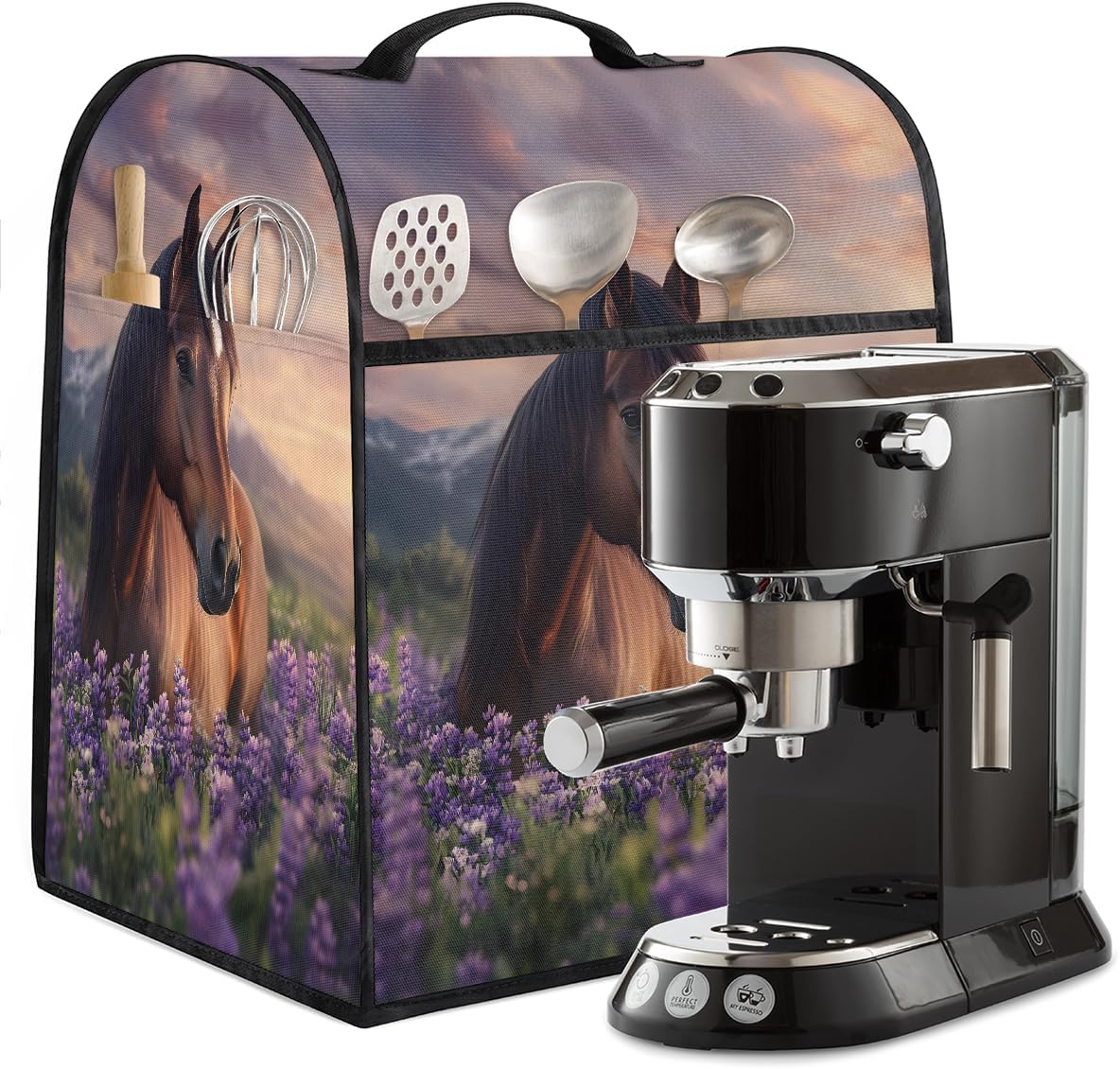 cfpolar Kitchen Aid Mixer Cover Compatible with 6-8 Quarts Animal Horse Purple Lavender Stand Mixer Cover Kitchen Aid Mixers Accessories Appliance Organizer Bag Dust Covers with Zipper Pocket