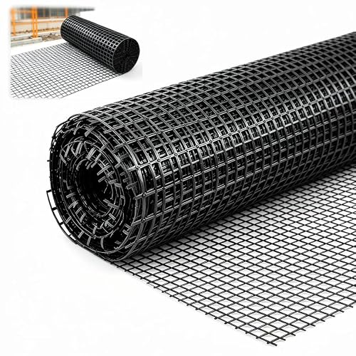 Geogrid for Retaining Wall, 3ft x 164ft Bi-Directional Heavy Duty Gravel Grid, Durable Soil Stabilization Reinforcement for Driveway, 2.1×2.1cm Mesh Size, Black