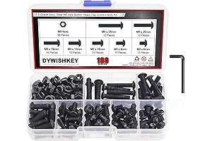 Premium 180-Piece M5 Hex Button Head Cap Bolt and Nut Assortment (5 Sizes Included)