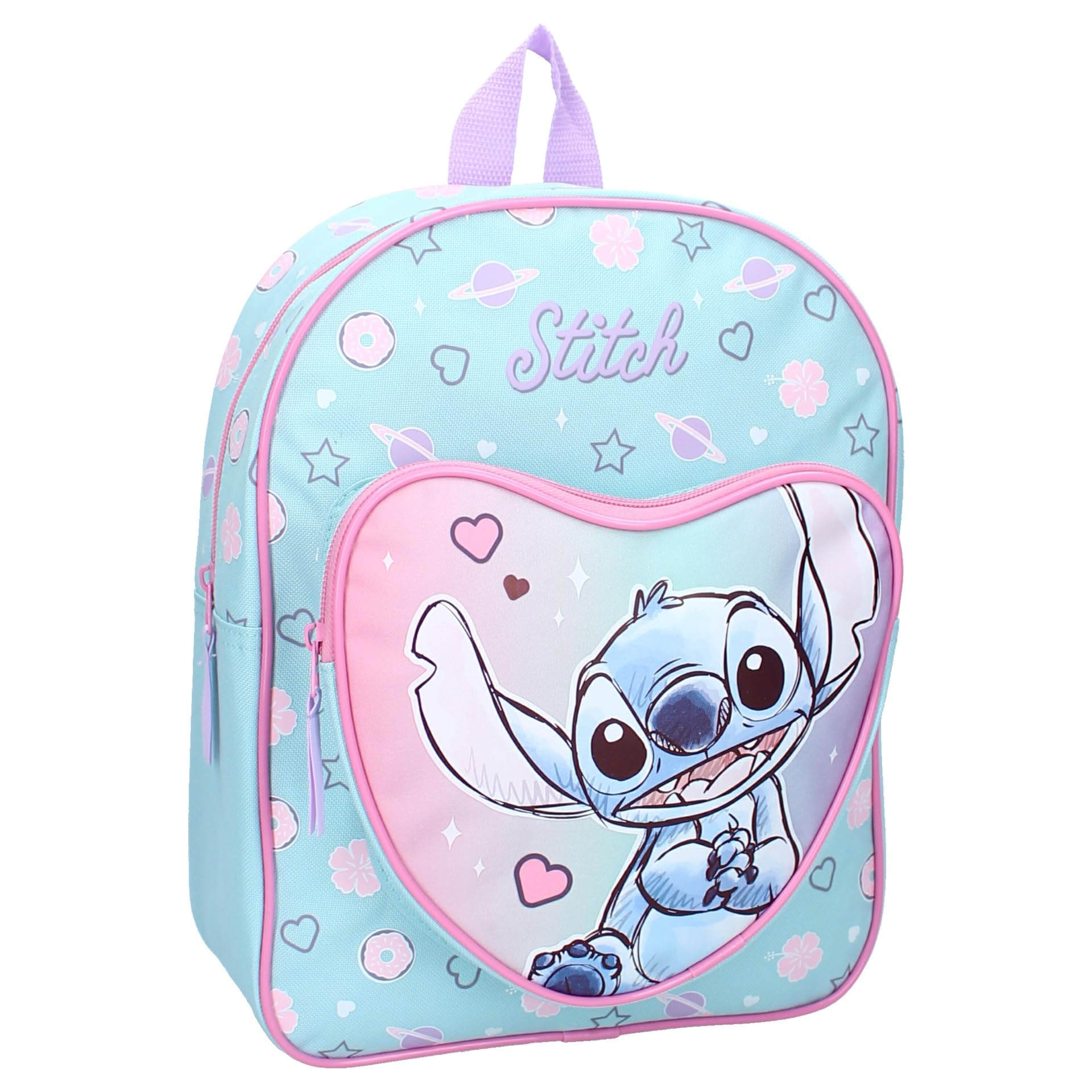 Vadobag Mochila STITCH Hello Cutie de Disney Lilo y Stitch – Mochila para niños | Escuela | Guardería – Color Azul Rosa – Dimensiones 30 x 25 x 11 cm, multicolor, talla unica