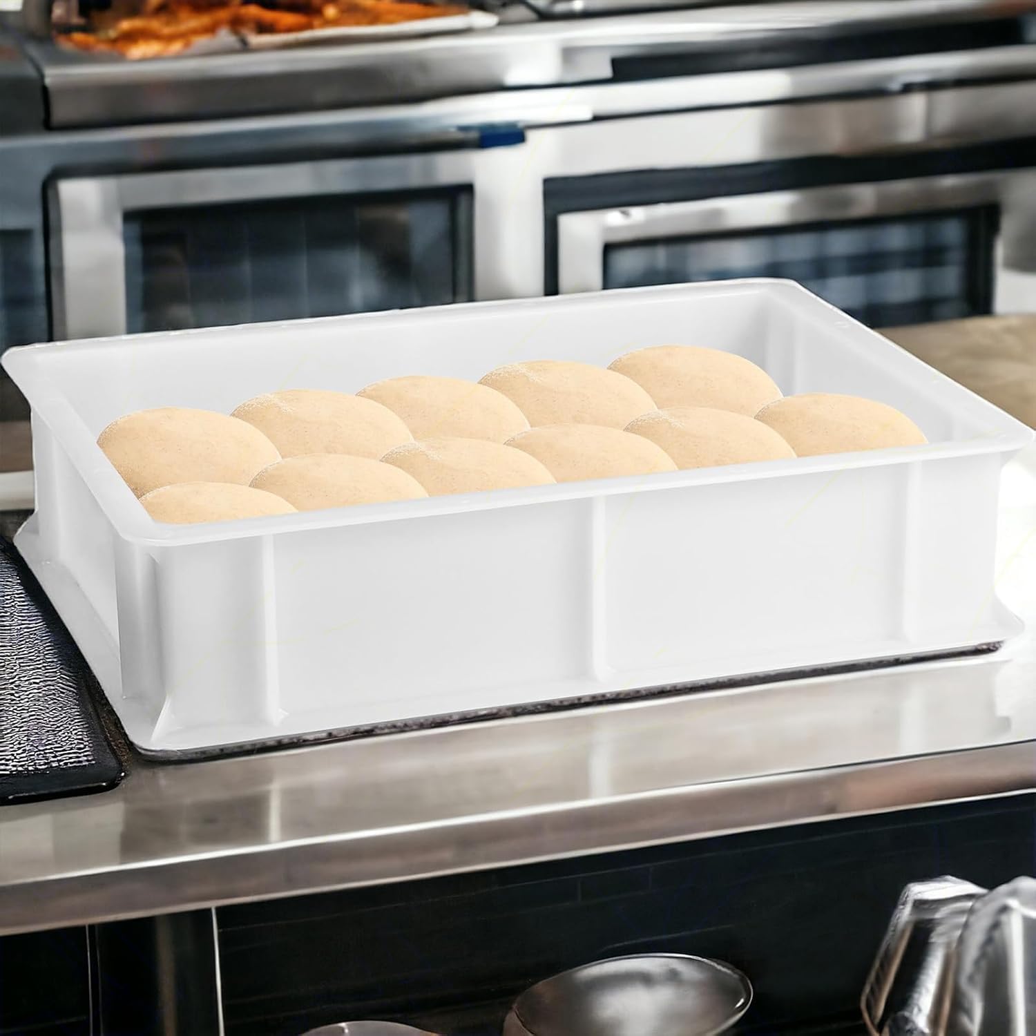 Set 3 Cassette con Coperchio portaimpasti palline Pizza Pane panette 60x40x10 certificata per alimenti VASCHETTA DA FRIGO professionale litri 18 impilabile sovrapponibile PIZZERIA CASEIFICI