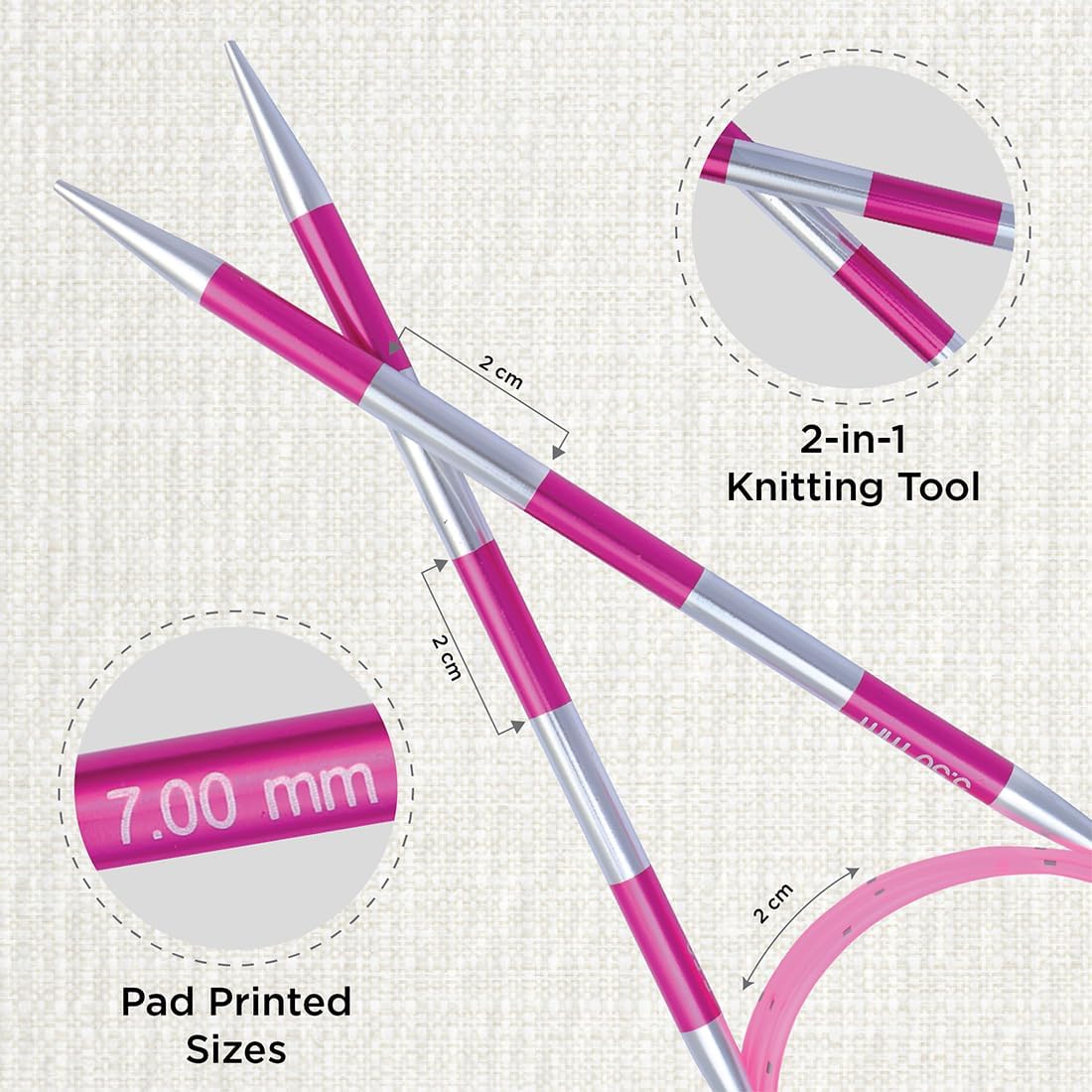 KnitPro Smartstix Fixed Circular Needles 40" (100cm) | US Size 10.75 (7mm)